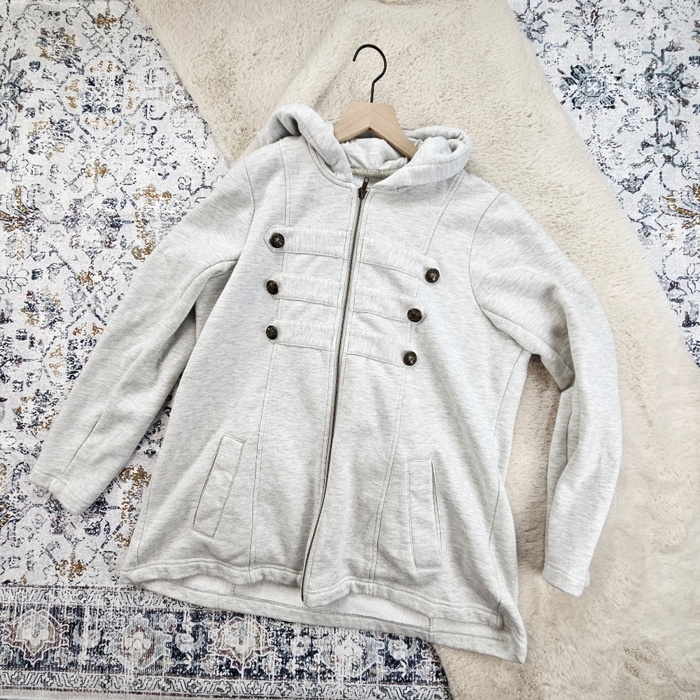 Torrid French Terry Military Hooded Jacket 1 - Picture 1 of 9